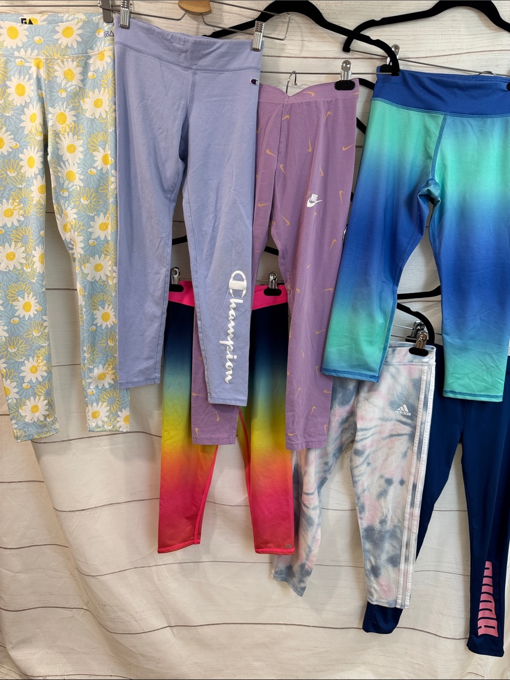 Bundle of 7 girls Active work out Leggings size 10/ Gap-Nike-Adidas-Champion